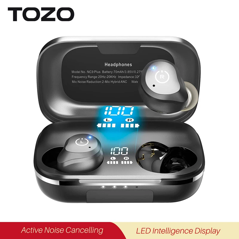 Bluetooth наушники TOZO NC9 Plus беспроводные с гибридным активным шумоподавлением и