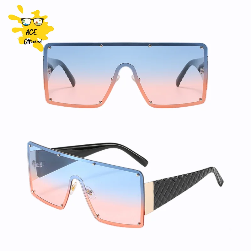 

ACE Oversized Square Sunglasses Women Fashion Metal Frame Vintage Sun Glasses Men Shades Retro Gradient Visor Zonnebril Dames