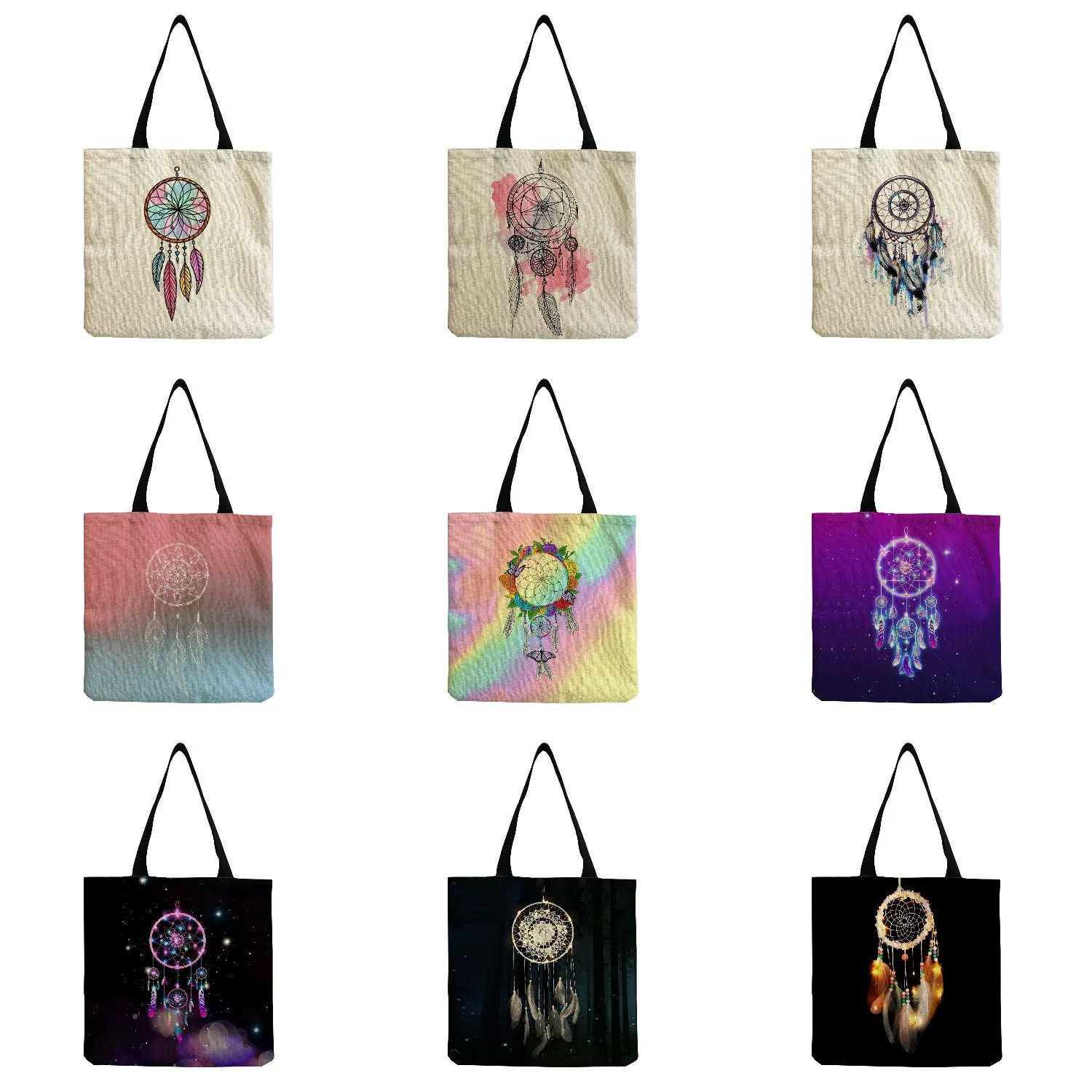 

High Capacity Women's Shoulder Bag Dream Catcher Print Casual Bags Eco Friendly School Student Portable Handbags Shopping Bag