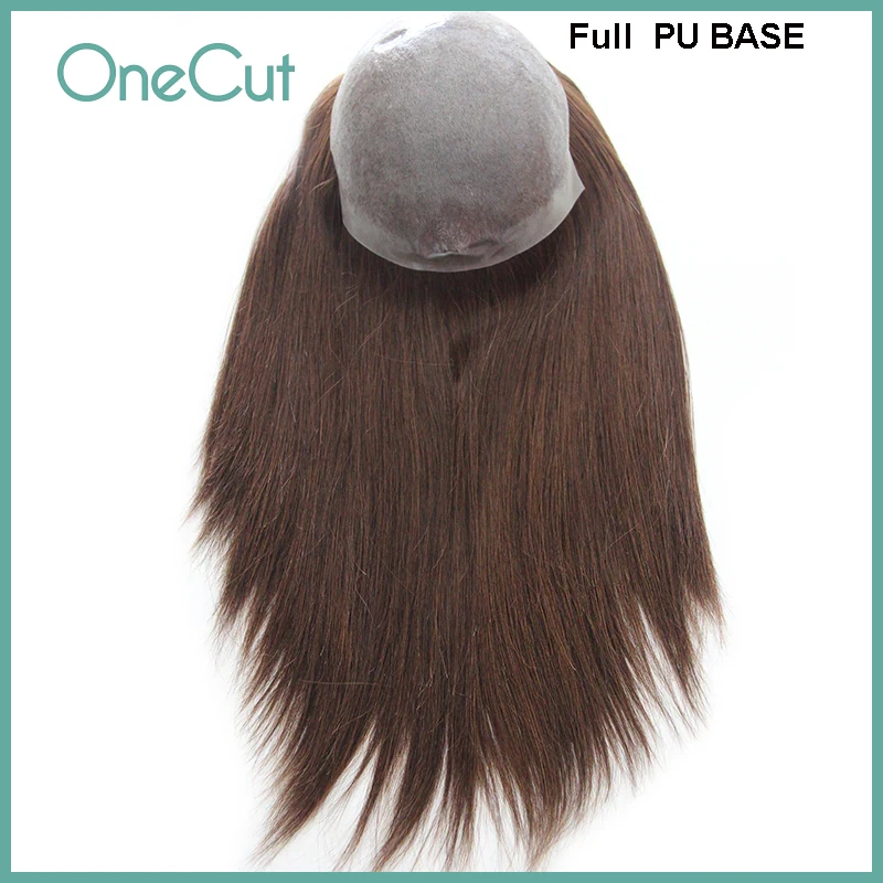 Full PU V Loop Women Topper Wigs Straight 100% Real Indian Hair Women Toupee Natural Hairline Pure Color Replacement System