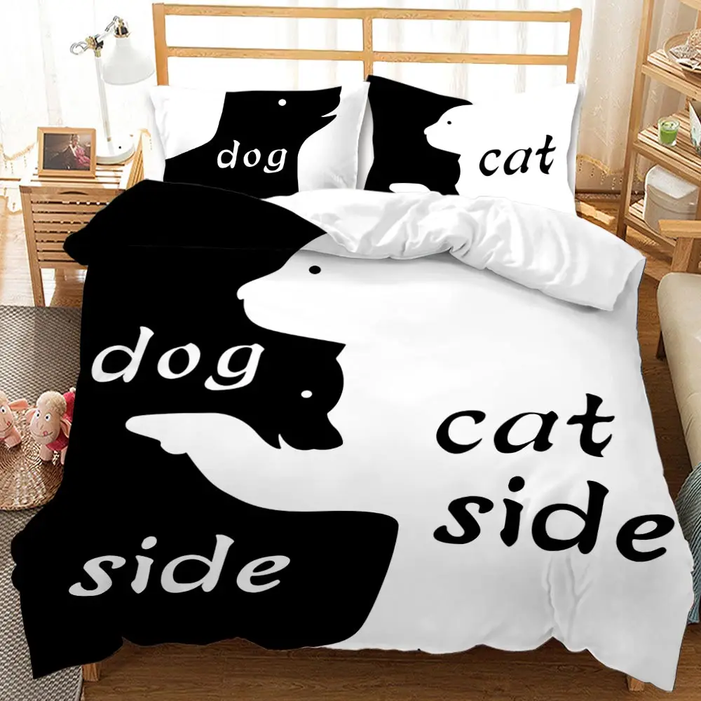 

High Quality Lover Soft Microfiber Quilt Cover Black White Abstract Theme Bedding Set 2/3pcs Full Size Four Seasons Bedclothes