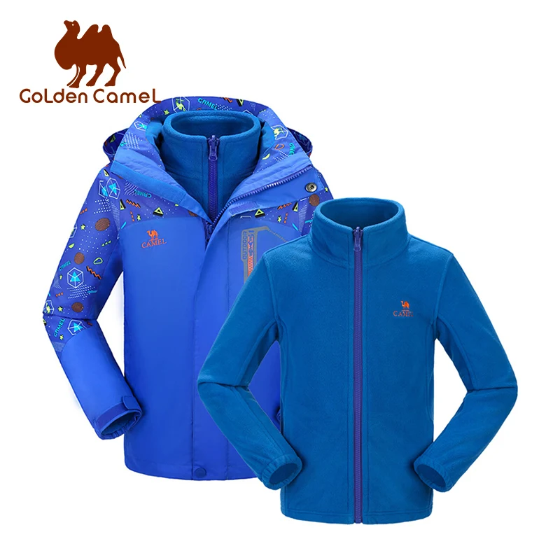 Golden Camel 2PCS Children's Hiking Jackets 3 IN1 Removable Windbreaker Thick Warm Jackets for Girls Childs Clothing 2022 Winter