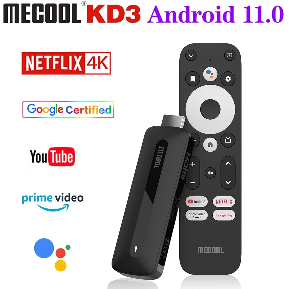 

Amlogic S905Y4 Mecool KD3 4K TV Stick For Netflix Android 11 smart TV box With 2GB/8GB WiFi 2.4G/5G HDR 10 Media Player