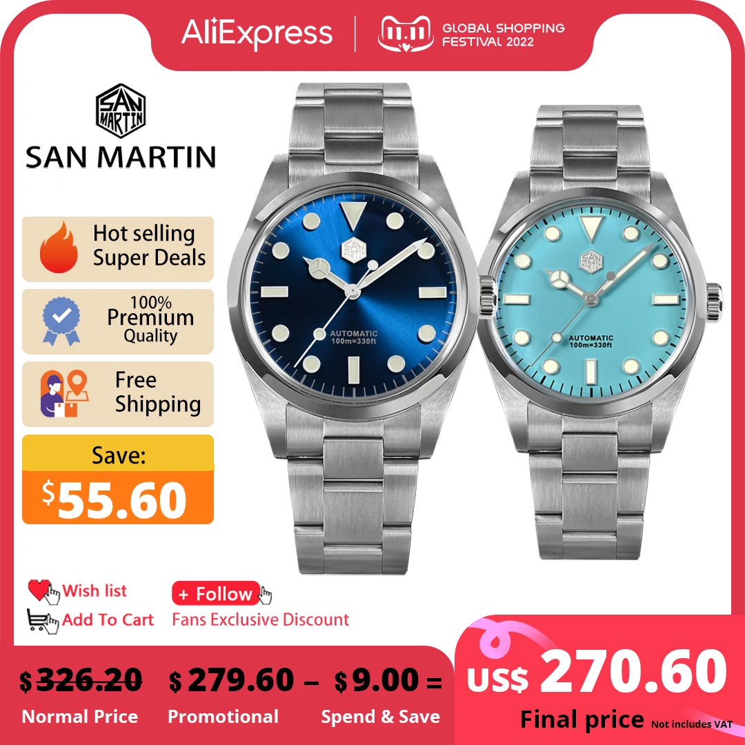 Скидка Мужские Роскошные часы San Martin, 39 мм, серия для альпинизма PT5000 SW200, модные спортивные автоматические механические сапфировые часы 10Bar BGW9