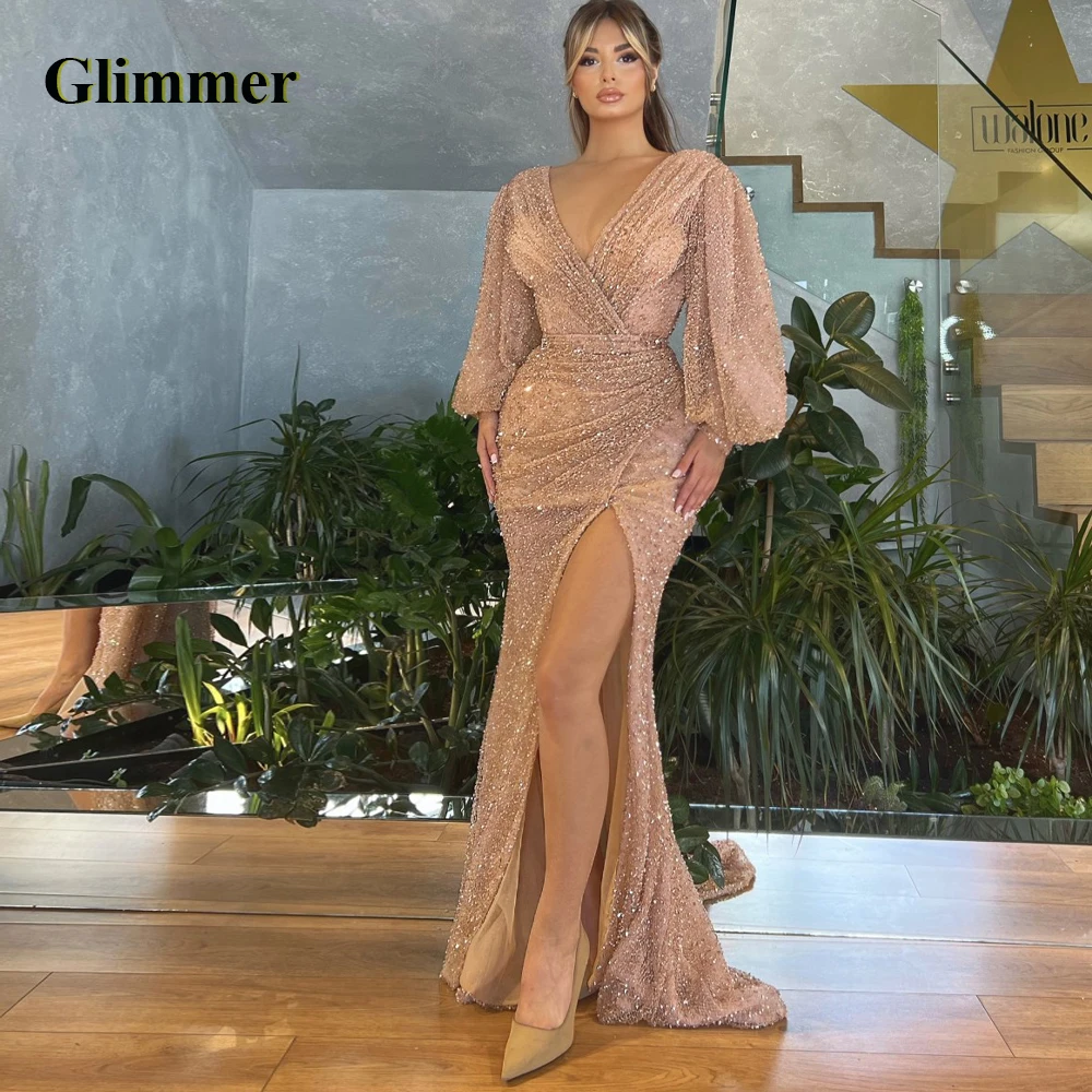 

Glimmer Glitter Evening Dresses Sequined Formal Prom Gowns Dropping Shipping Vestidos De Fiesta Abendkleider Robe Ball Stretch