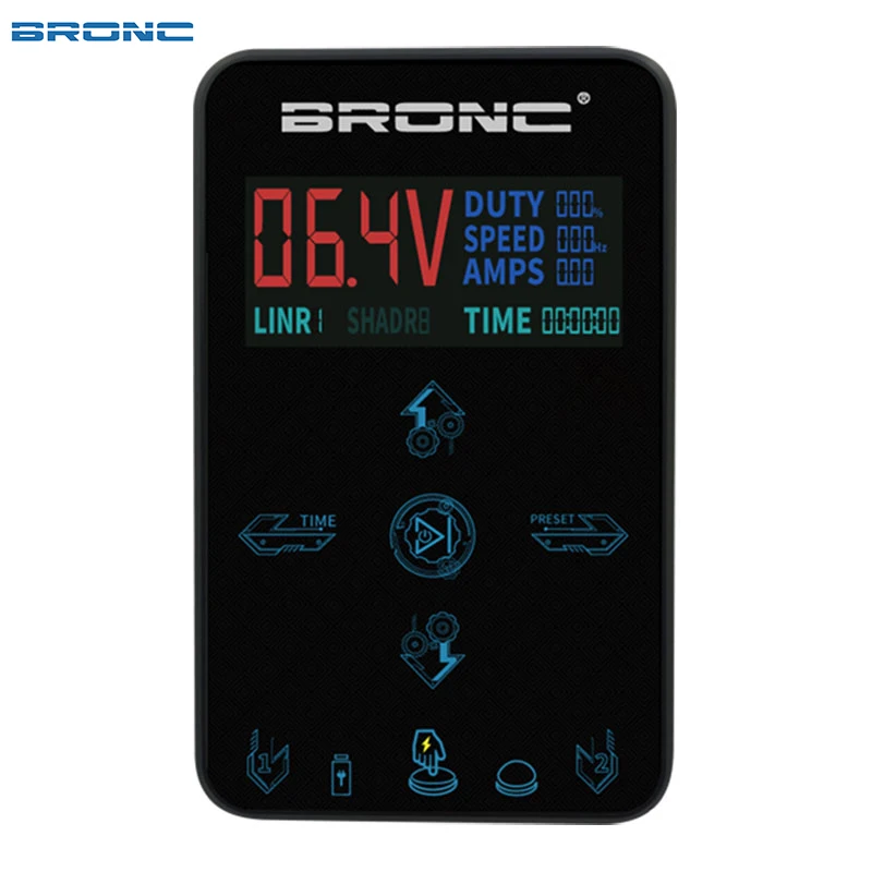 BRONC Tattoo Power Supply Aluminum Alloy Tattoo Power Adapter Touch Multifunctional Tattoo Source with HD LCD Display