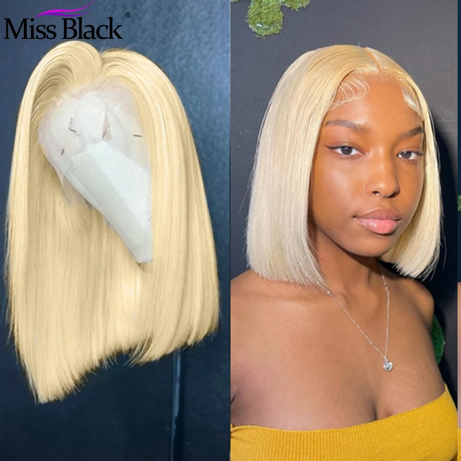 

Прямой парик 613 блонд 13x4 из человеческих волос на сетке бразильские волосы Remy фронтальные короткие парики боб для черных женщин предварительно выщипанные волосы