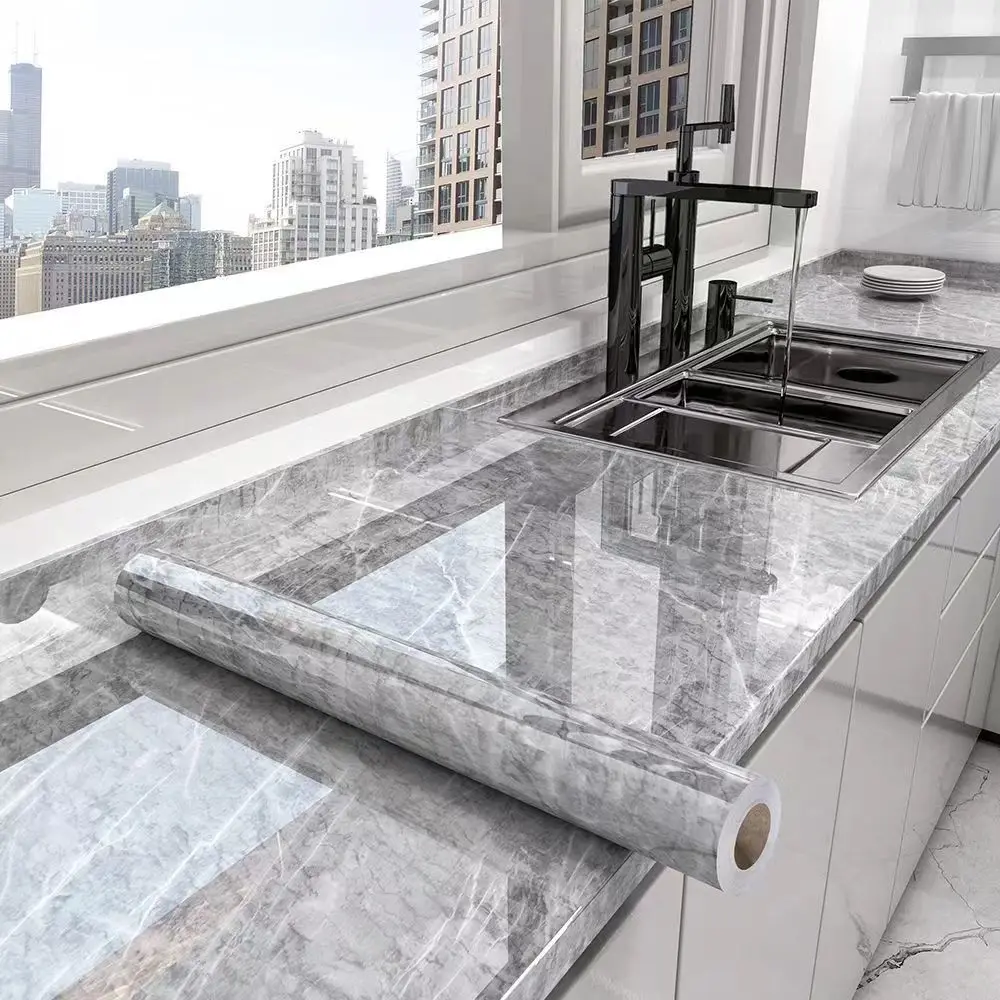 Kitchen Oil-Proof Film Stove Waterproof Moisture-Proof Self-Adhesive Wallpaper Countertop Cabinet Renovation Tile Marble Sticker
