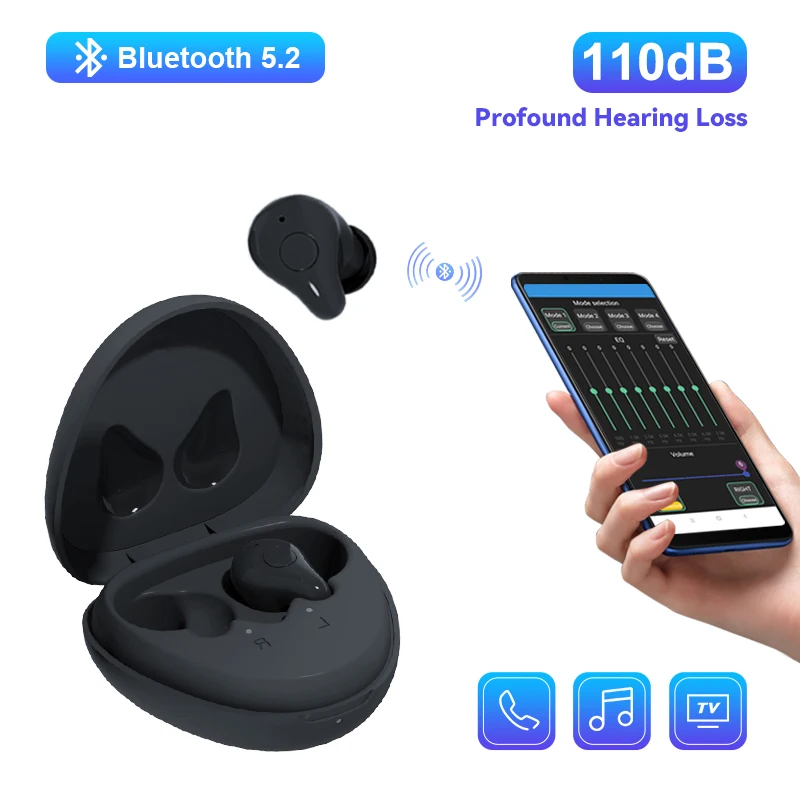 

Bluetooth Hearing Aid Rechargeable CIC Digital Sound Amplifier 16 channels Phone APP Programmable For Deafness Elderly audifonos