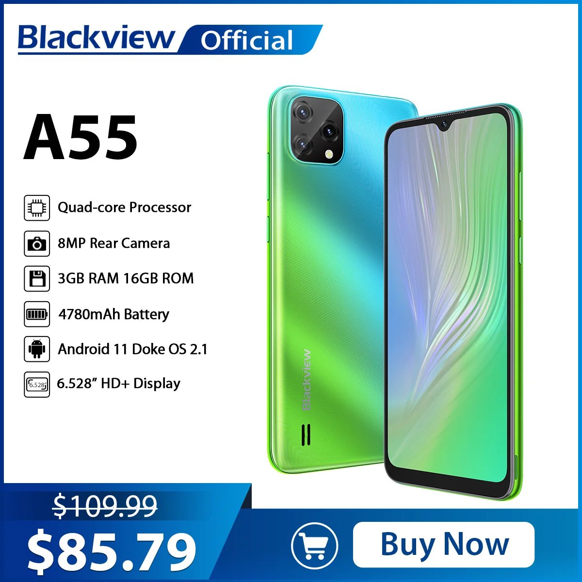 Blackview New A55 Smartphone 3GB 16GB 6.528