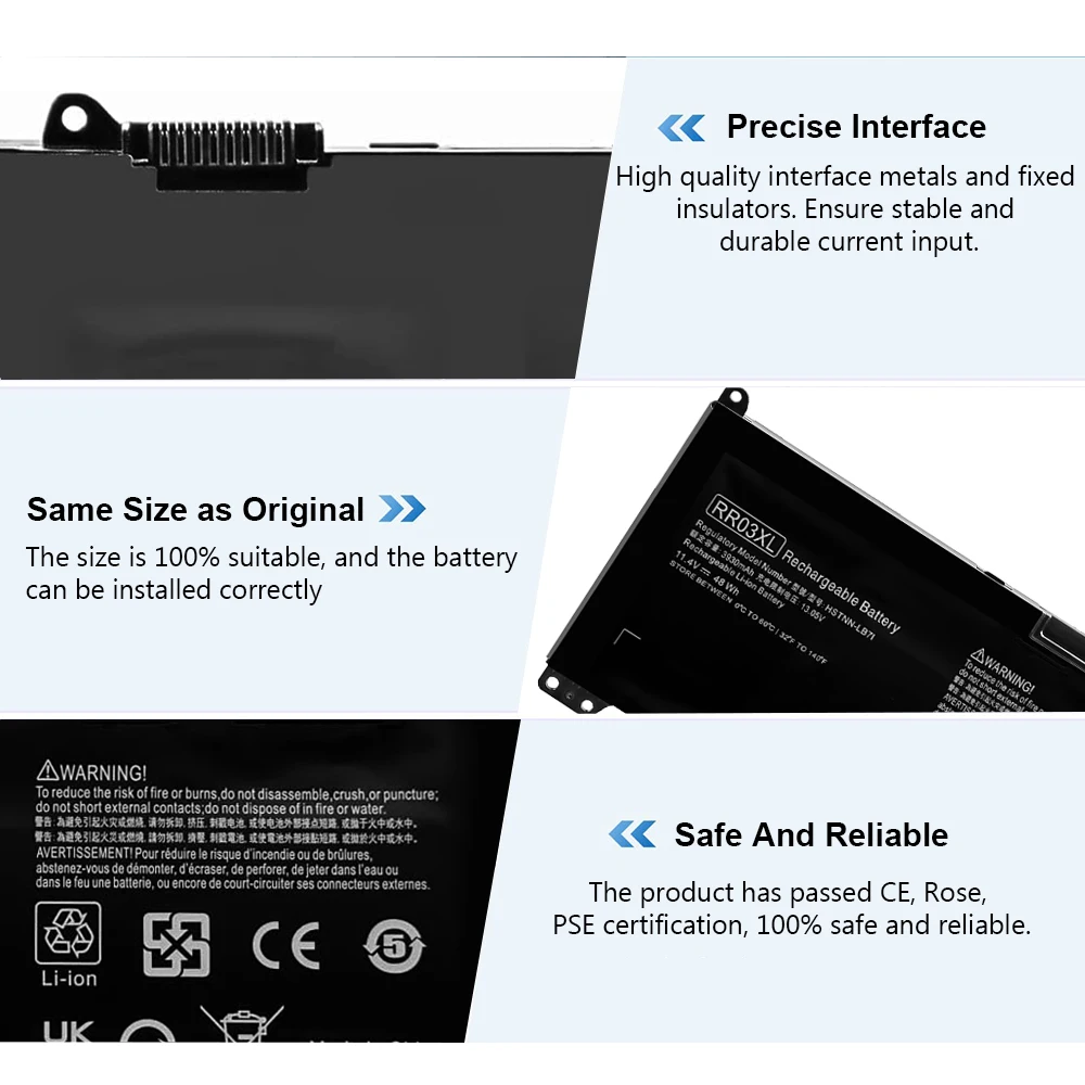 LISCN 48 Втч RR03XL Аккумулятор для ноутбука HP ProBook 430 440 450 455 470 G4 G5 серии HSTNN-PB6W HSTNN-Q04C