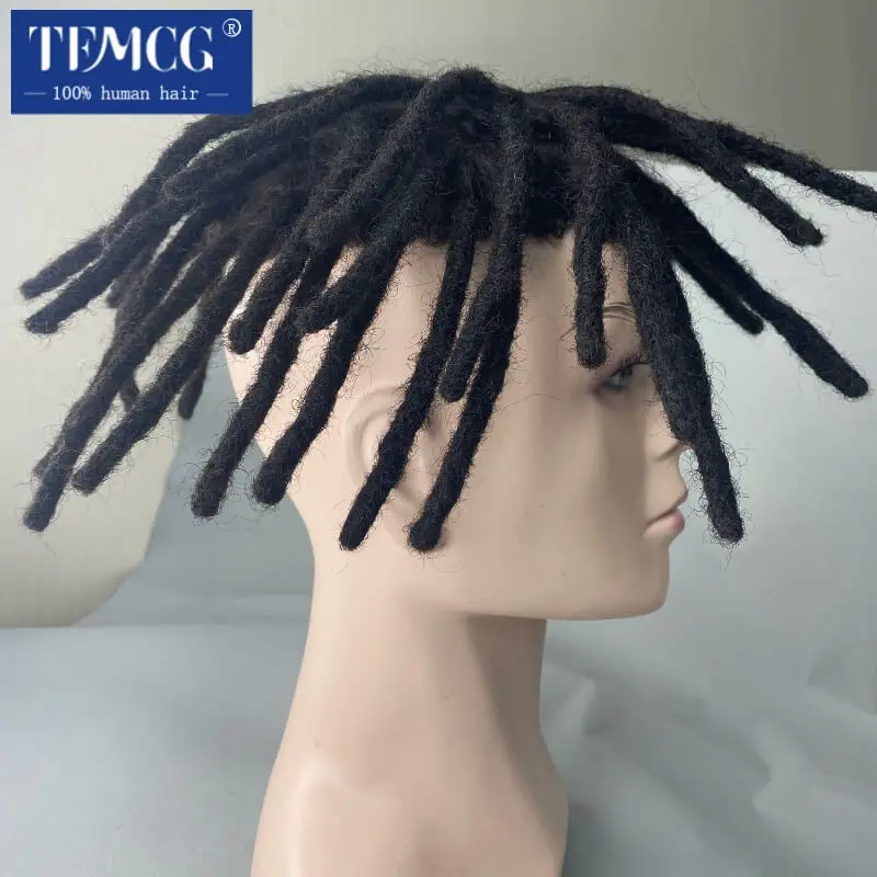 Dreadlock  Male Hair Prosthesis Toupee For Men Mono Afro Curly Hair System Unit for Black Men 100% Indian Human Hair Men's Wig