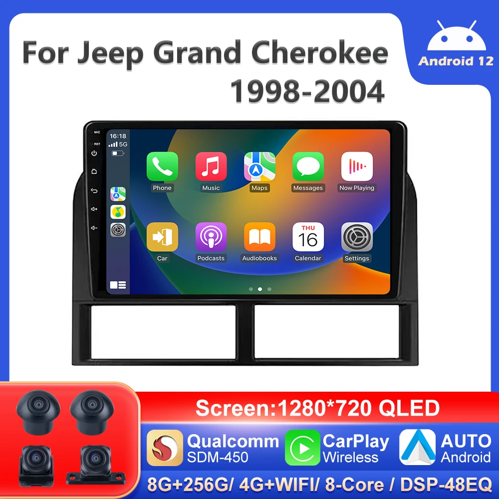 

Автомагнитола PEERCE Qualcomm Android 12 DSP для Jeep Grand Cherokee II WJ 1998-2004, мультимедийный плеер MK4 FR с GPS-навигацией, 2 Din