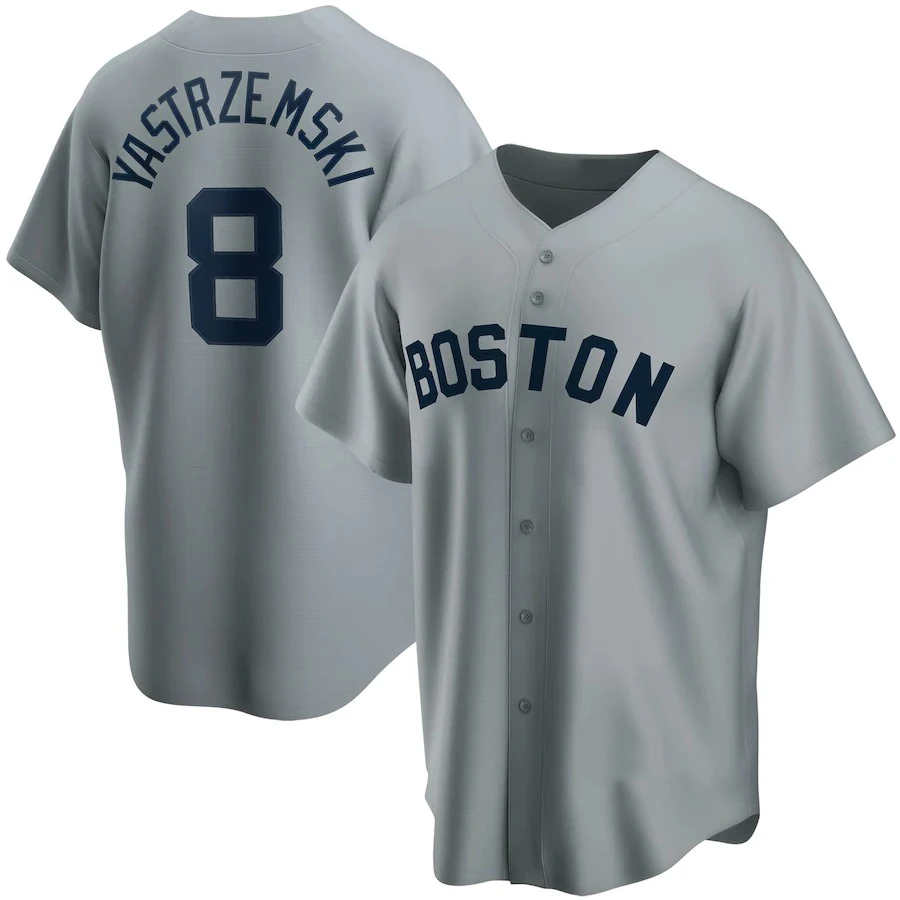 

Baseball Jersey Men's Boston Red Sox Carl Yastrzemski 8 Gray Road Cooperstown Collection Player Jersey Shirts Cardigan