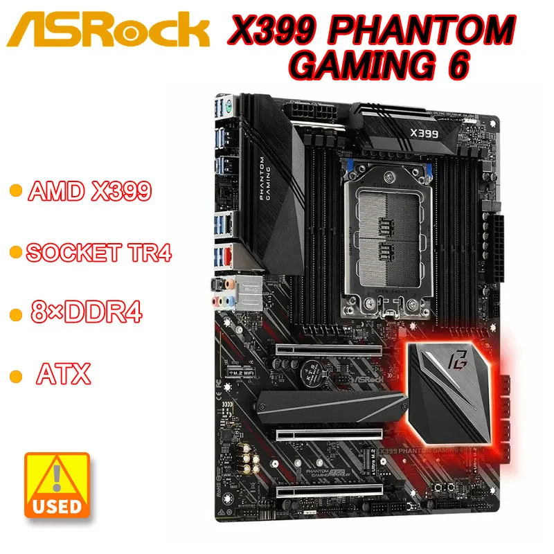 

X399 Motherboard ASRock X399 Phantom Gaming 6 Socket TR4 8×DDR4 128GB PCI-E 3.0 4×M.2 USB3.1 ATX For AMD Ryzen Threadripper cpu