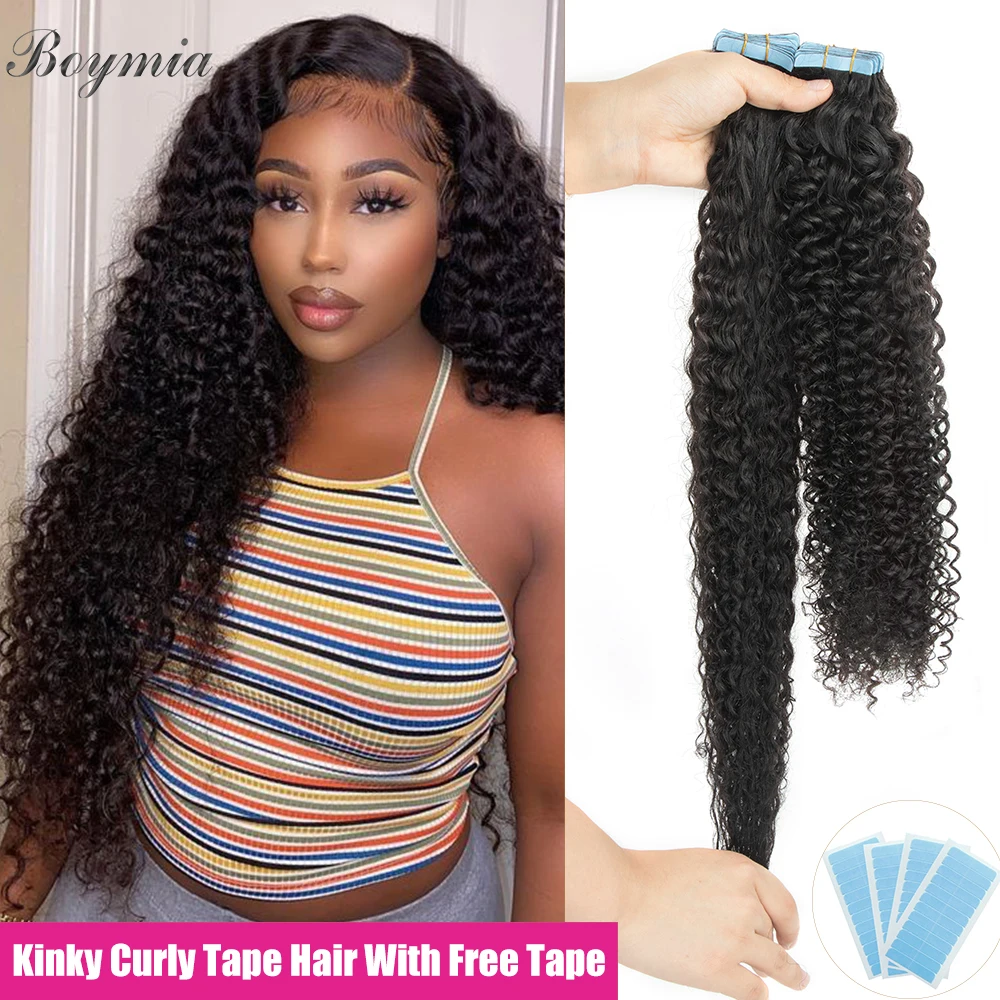 

Kinky Curly Tape In Human Hair Extensions Mongolian Afro Kinky Curly Remy Human Hair Bundles Skin Weft Tape In Hair For Black