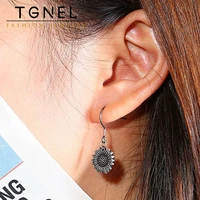 simple fashion pure titanium hook earrings teardrop tree of life retro style flower blue enamel earrings hypoallergenic