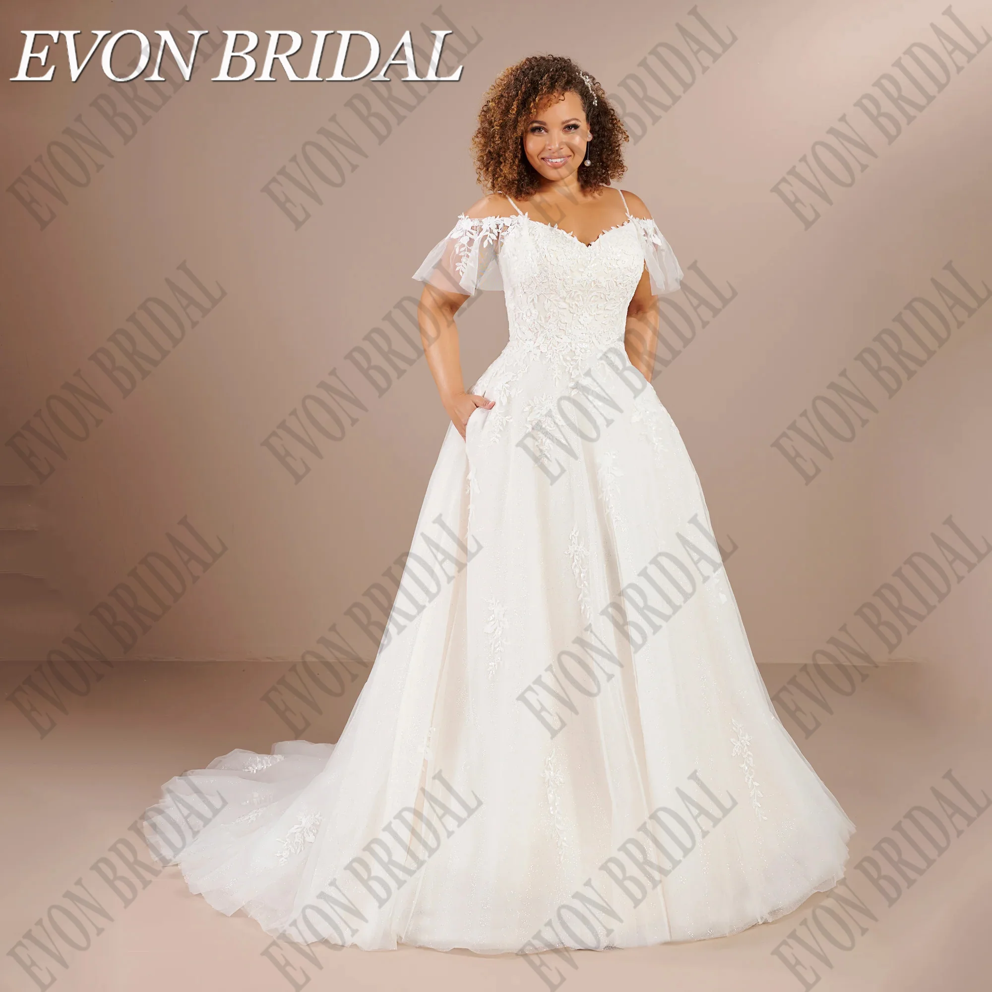 EVON свадебное богемное искусственное платье Кружевная аппликация V-образный