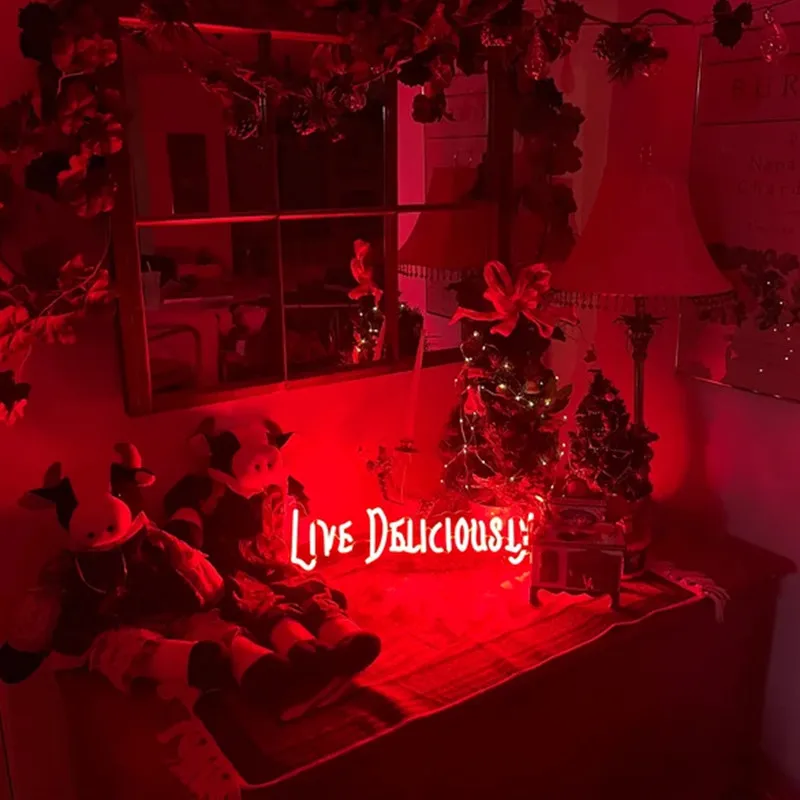 Live Deliciously Led Neon Sign Home Wall Witchy Decor Wouldst Thou Like to Gothic Horror Satanic