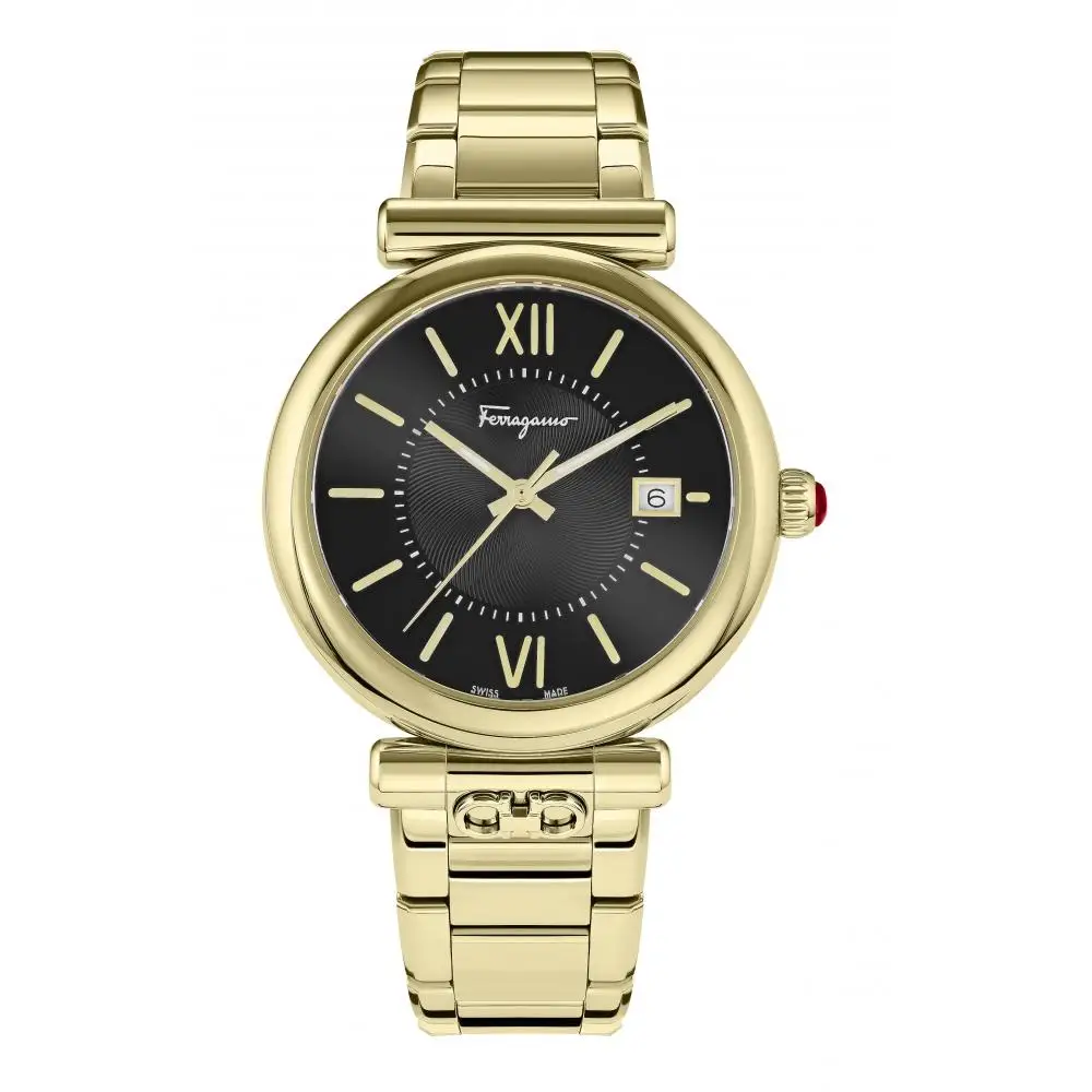 Salvatore Ferragamo Женские кварцевые часы диаметром 40 мм золотые