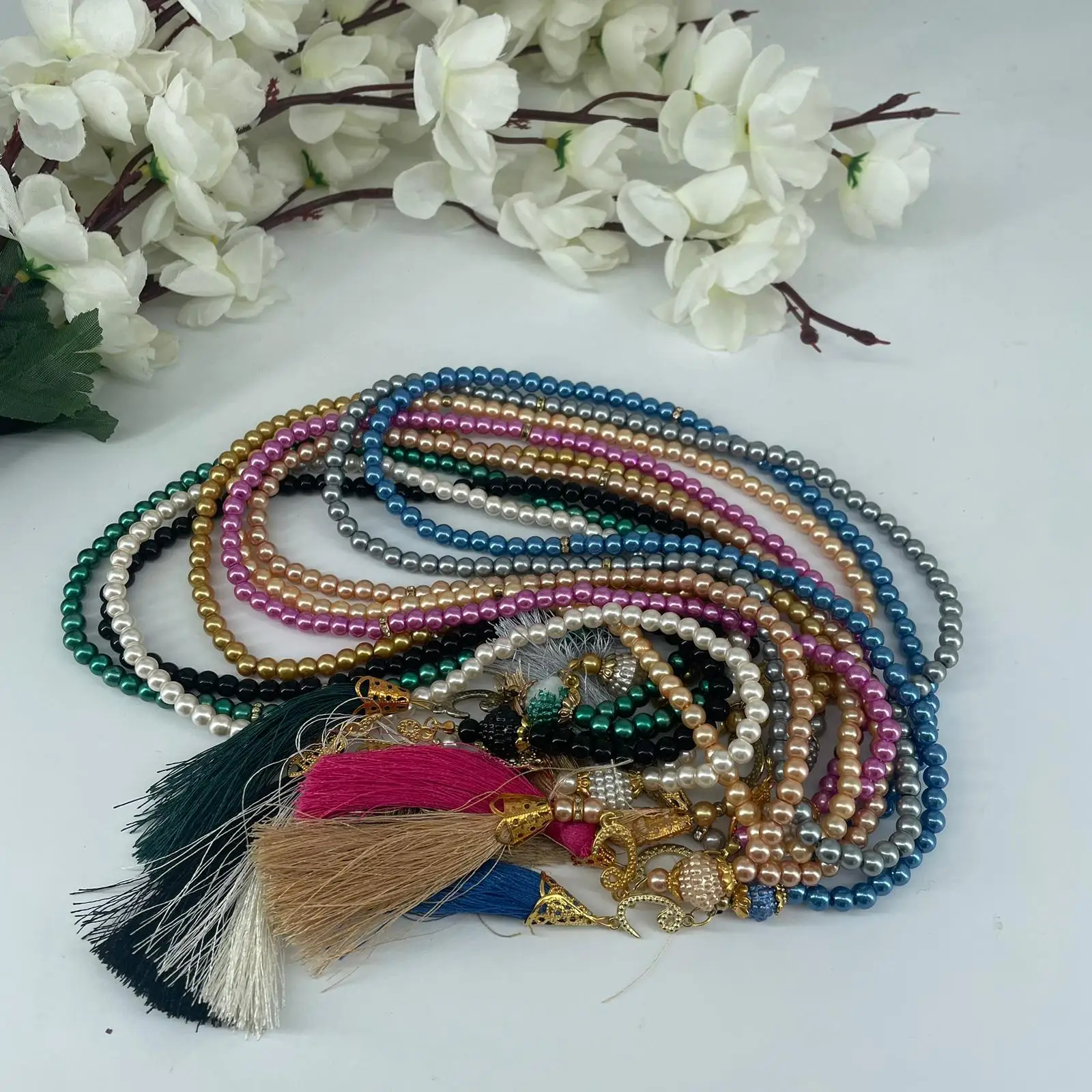 Tasbih Tasbeeh 99 бусин ИД Мубарак жемчуг молитва исламские аксессуары мусульманские