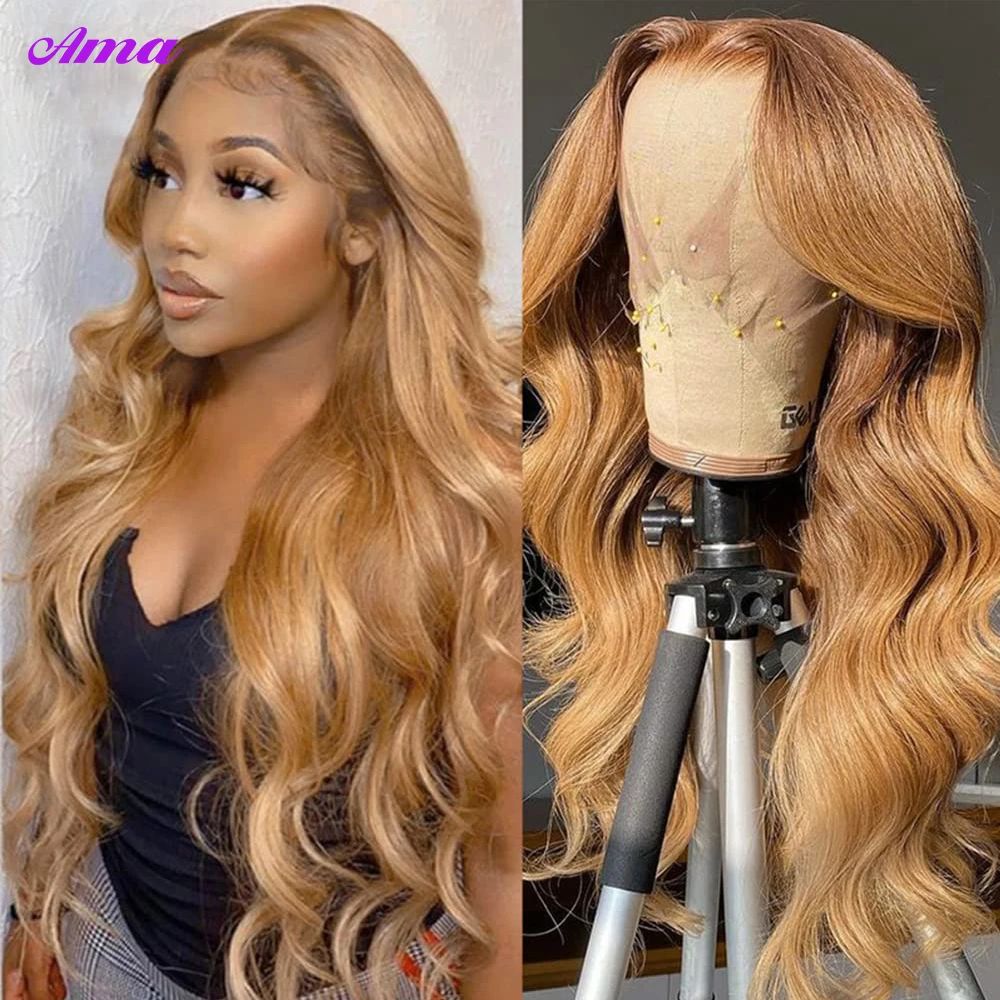 #27 Honey Blonde Wig Body Wave Lace Front Wig 250 Density Lace Wigs Colored Human Hair Wigs For Women 13x4 HD Lace Frontal Wigs
