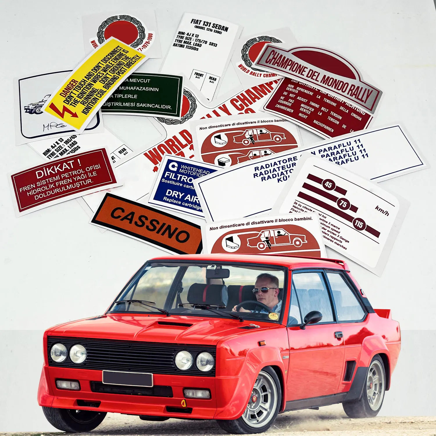

FIAT 131 MIRAFIORI MURAT RESTORATION WARNING CAUTION ENGINE STICKERS LABELS
