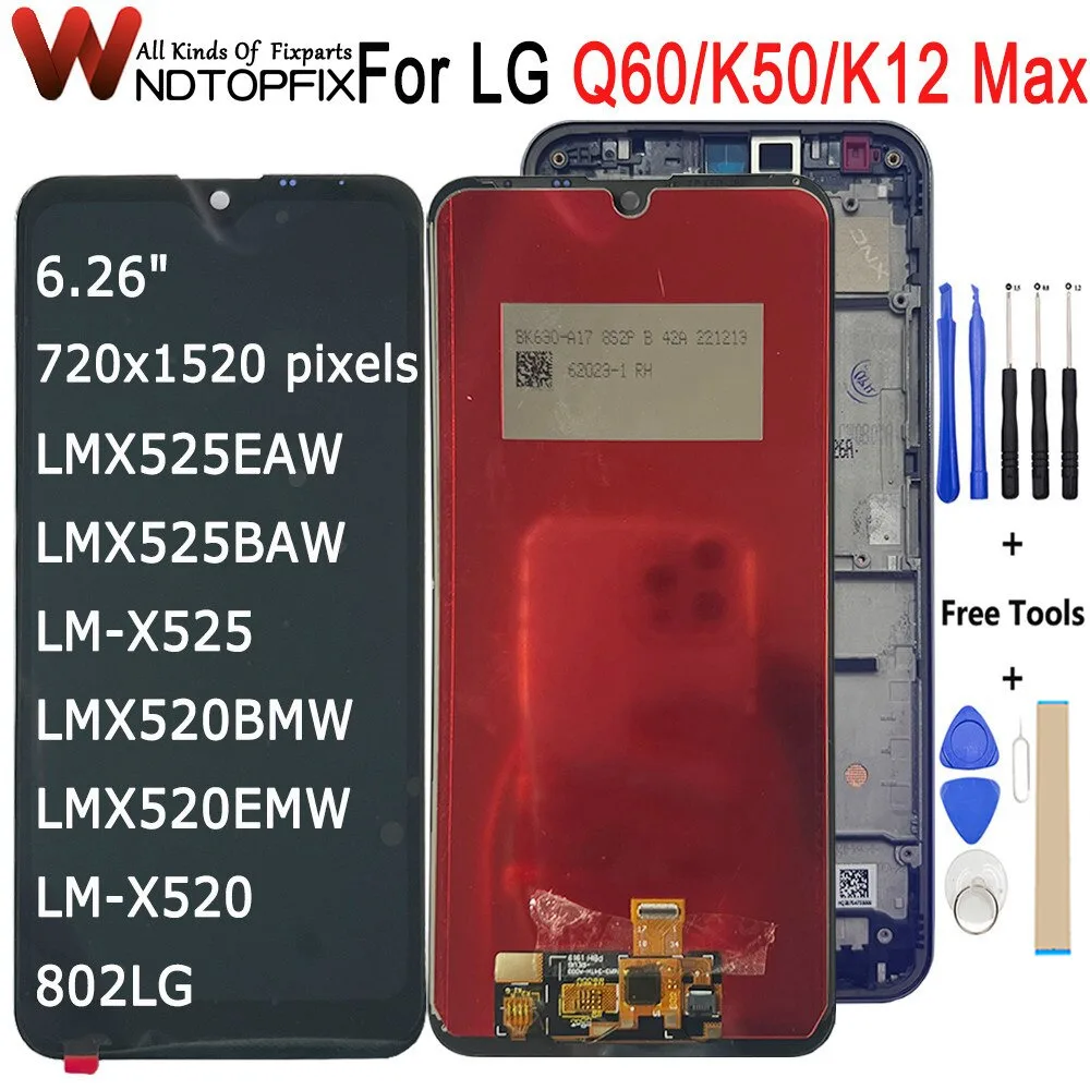 ЖК-дисплей 6,26 дюйма для LG Q60, телефон LMX525EAW LMX525BAW, экран для LG K50 K12 Max, ЖК-экран
