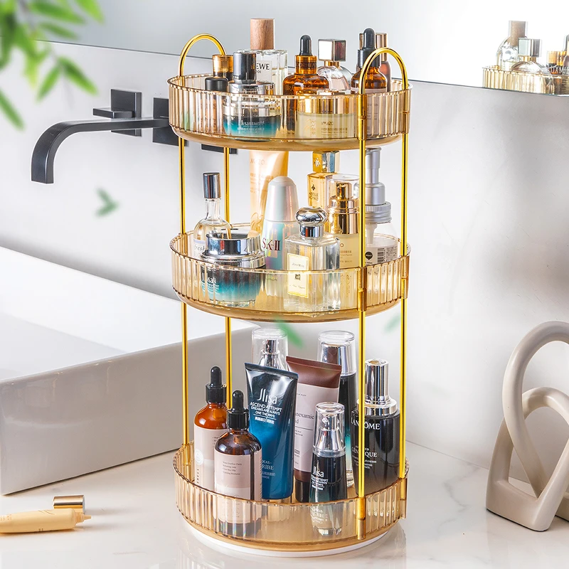 

360° Rotating Makeup Organizer, Bathroom Accessories, Carousel Spinning Holder Rack, Cosmetics Storage Vanity Shelf Countertop