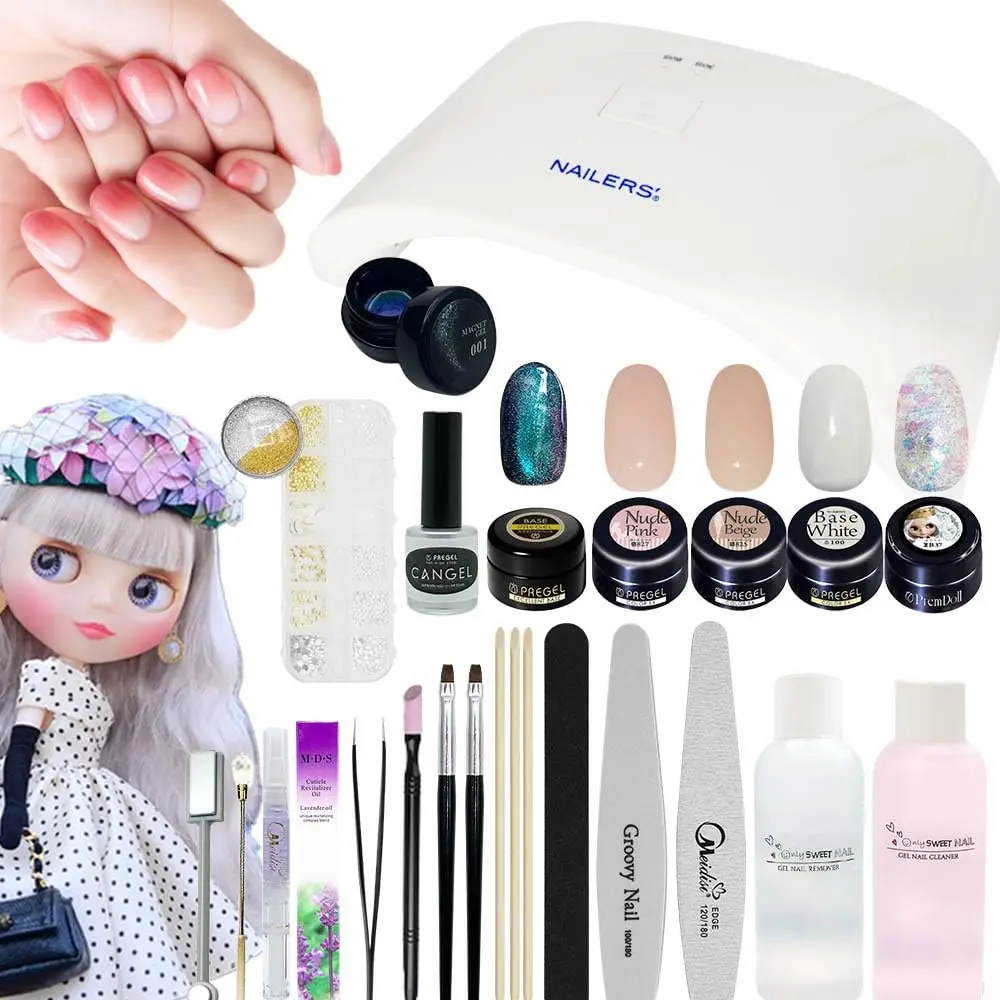 Prigel Gel Nail Starter Kit 4 цвета японского цветного геля 24 Вт со светодиодной подсветкой