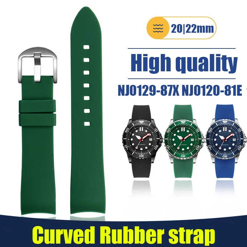 

20mm 22mm Curved Interface Rubber Watch Band For Citizen NJ0129-87X NJ0120-81E Diving And Universal for Omega Seiko Strap