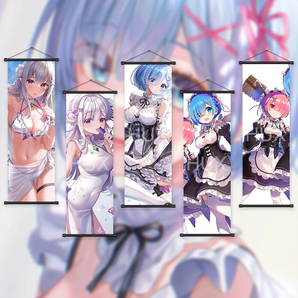 

Настенная картина «Re:Zero» из аниме «Куадрос» для гостиной, подвесные свитки, Эмилия, холст, живопись, плакаты и принты, домашний декор