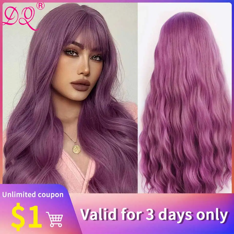 Ed Long Wig With Bangs For Women Body Wave Violets Hair Beginner Cosplay Party