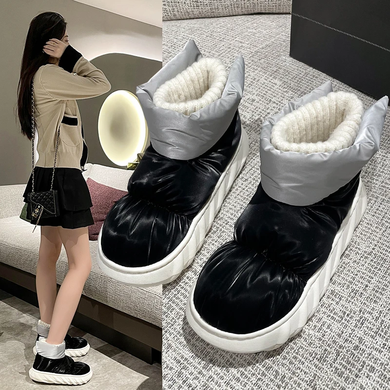 

Женские зимние ботинки, Плюшевые Теплые ботильоны, модные зимние ботинки, водонепроницаемые ботинки, женские нескользящие ботинки, модные ...