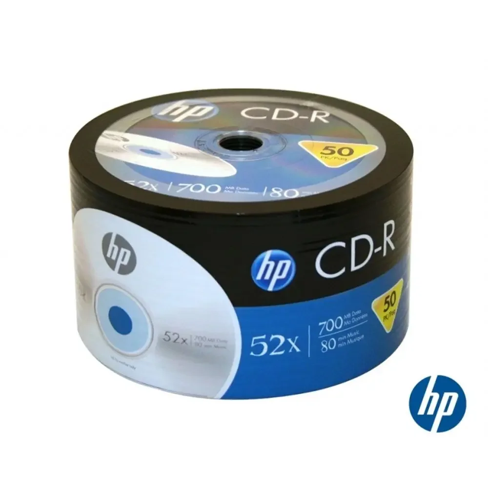 

Original HP 50PCS CD-R 700MB/80min CRE00070-3 Blank Disc Grade A 52X Multispeed Stable CD Disc for Backup and Storage