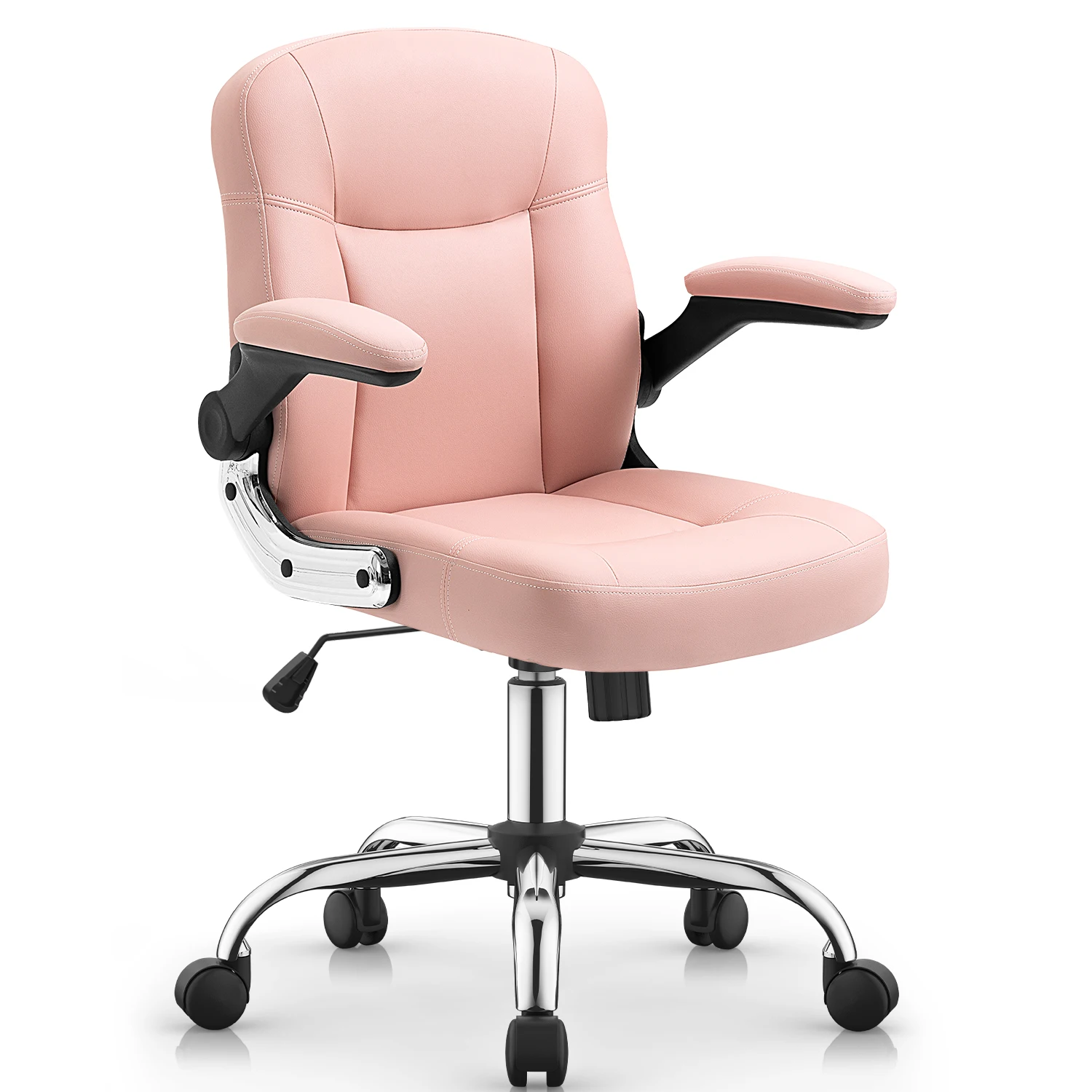 

Modern Home Office Chairs Pink Leather offce Chair with Wheels Swivels