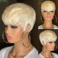 wigera synthetic on sale 613 short hair pixie cut straight natural bangs style wig machine made no glue suitable for women