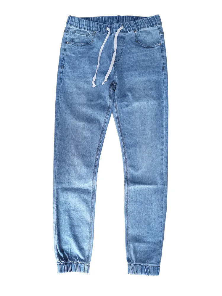 High Quality Retro Washed Men'S Lace-Up Slim Fit Elastic Size 29-36 Casual Street Wear Jeans Jogger Pencil Jeans For Men