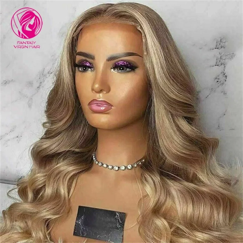 Ash Blonde Wavy 13*4 Lace Front Human Hair Wigs Honey Blonde Full Lace Human Hair Wig Brazilian Remy Hair For White Women