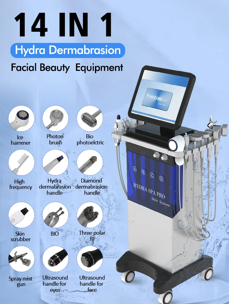 

14in1 Microdermabrasion Hydrofacial Machine Diamond Peeling and Hydra Facials Water Jet Aqua Facial Hydra Dermabrasion Machine