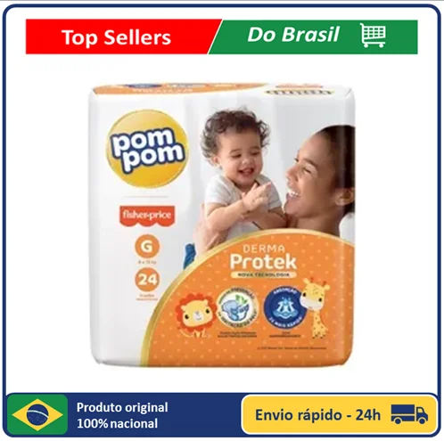 

PomPom Derma Protek G C 24 Units Infant Diaper-GREAT FINISH AND ABSORTION-AMAZING-IDEAL OFFER FOR DAY