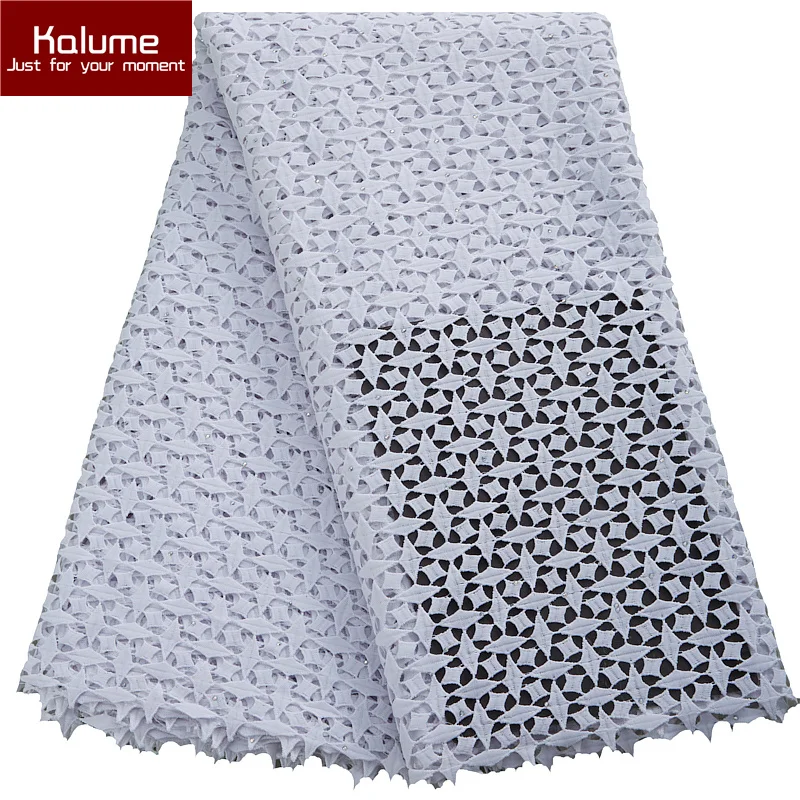 

Kalume Latest Guipure Cord Lace Fabric 2022 High Quality Nigerian African Lace Fabric Punch Water Soluble For Party Dress F3001