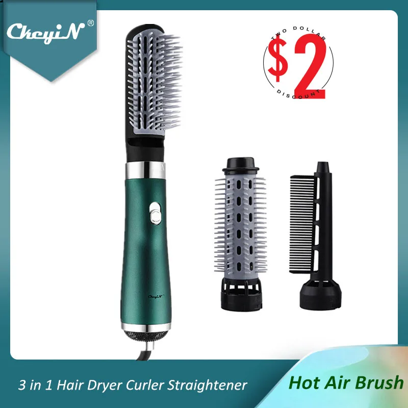 

CkeyiN Ionic Hair Dryer Brush 3 in 1 Hot Air Blow Dryers Negative Ion Hair Curler Straightener Comb Volumizer 3 Temperatures 48