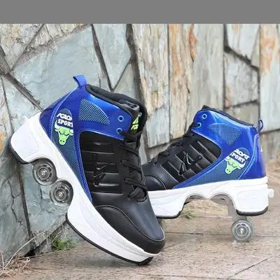 Hot Shoes Casual Sneakers Walk Deform Wheel Skates for Men Women Unisex Shoes Adult Childred Runaway Skates Four-wheeled