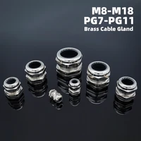 2pcs waterproof metal nickel pleated brass metric and pg thread cable gland m8 m16 pg7 pg11 fixing seal joint wiring accessories