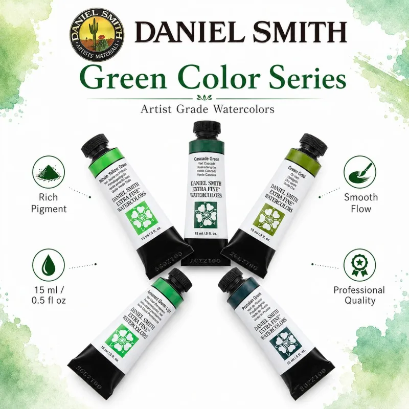 Фото Акварельная краска Daniel Smith DS Extra Fine, 15 мл, профессиональная, серия Green, пигмент для рисования, художественные принадлежности №2