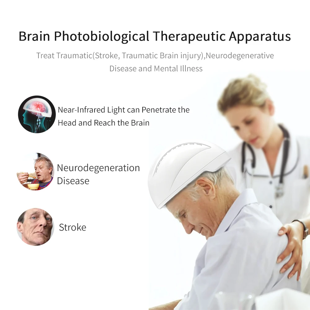 

High-Tech Neurodegenerative and psychiatric diseases treatment 810nm transcranial magnetic brain stimulation tPBM helmet