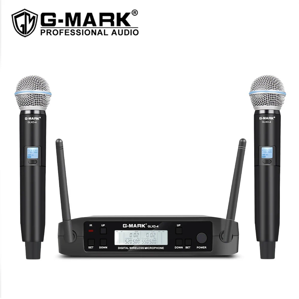 Bluetooth-микрофон GLXD4, профессиональный динамический микрофон UHF, автоматическая частота для детской сцены, церкви, шоу, караоке, встреч