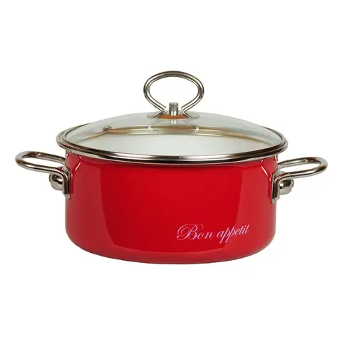 Кастрюля СтальЭмаль Bon Appetit 5,5л вишневая 8SD225S
