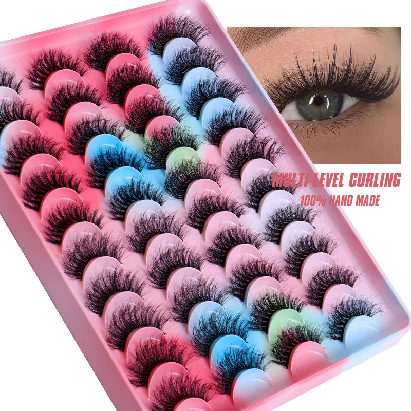 

15mm False Lashes Packaging Natural Long Lash Wholesale In Bulk Fluffy Soft 8D Faux Fake Mink Eyelashes Vendor 5/20pairs
